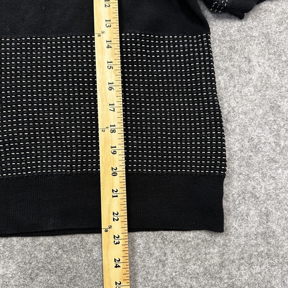 Amour Vert Sweater Womens L Orgainc Cotton Fine Gage Black White Puffed Sleeves - Picture 9 of 9